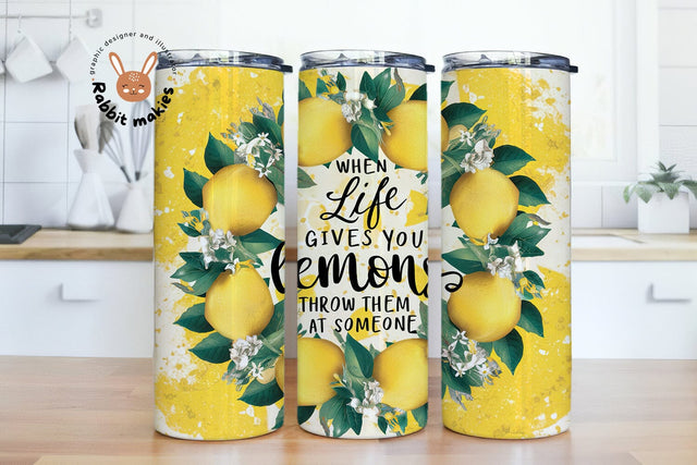 When Life Gives You Lemons, Throw Them at Someone 20oz Skinny Tumbler PNG, Gnome Sublimation Design Sublimation Rabbitmakies 