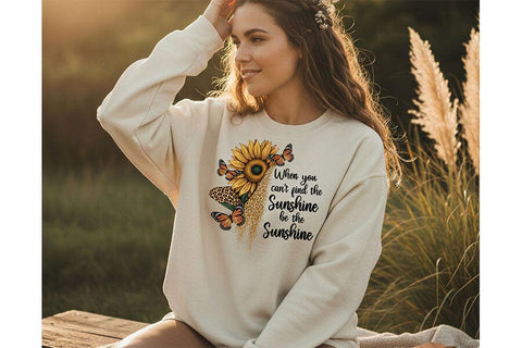 When You Can’t Find The Sunshine Be The Sunshine Png, Sunflower Quote Png, Boho Floral Inspirational Design, Motivational Sublimation Png SVG TiffsCraftyCreations 