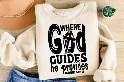 Where God guides he provides SVG, God SVG, Christian Cross SVG, Retro Christian SVG, Bible Verse SVG, Jesus SVG Design SVG Regulrcrative 