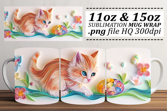 Whimsical 3D Easter Mug Art Sublimation afrosvg 