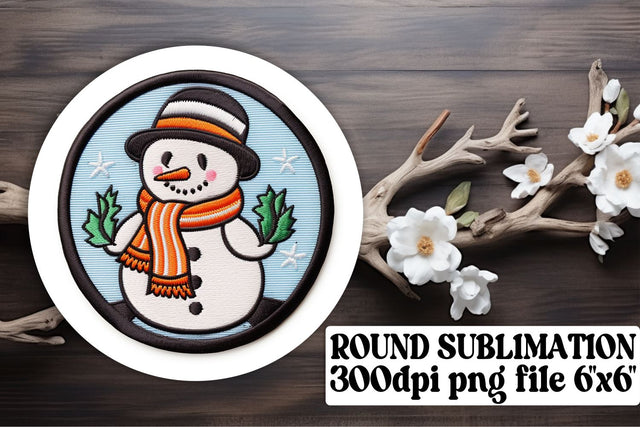 Whimsical 3D Embroidered Christmas Circle Keychain Coaster Sublimation afrosvg 