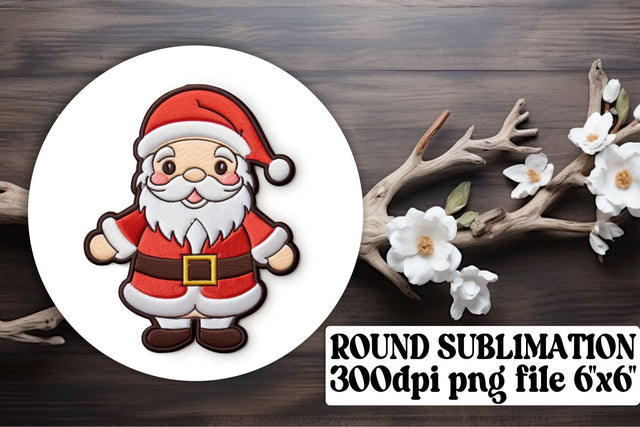 Whimsical 3D Embroidered Christmas Round Ornament Sublimation Sublimation afrosvg 