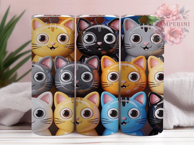 Whimsical 3D Kitty Tumbler, Funny Kitty Wrap, 20oz Tumbler Sublimation, Hilarious Cat Design, Playful Pet Sublimation, Whimsical Cat Tumbler, Cute Animal Wrap Sublimation Li Zamperini 
