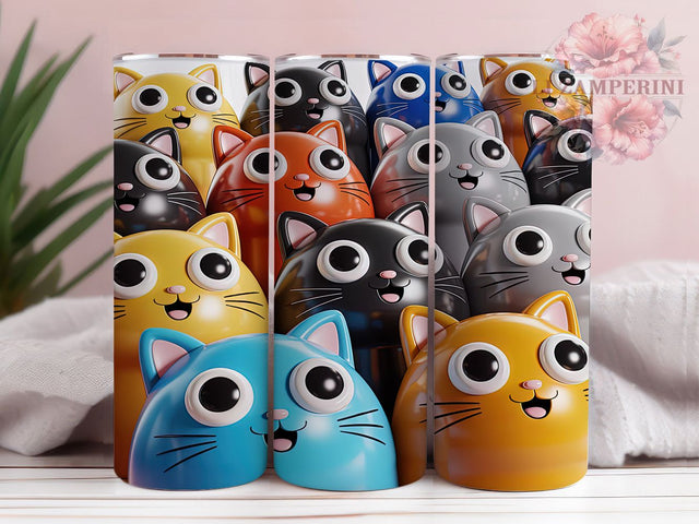 Whimsical 3D Kitty Tumbler, Funny Kitty Wrap, 20oz Tumbler Sublimation, Hilarious Cat Design, Playful Pet Sublimation, Whimsical Cat Tumbler, Cute Animal Wrap Sublimation Li Zamperini 