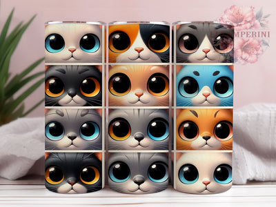 Whimsical 3D Kitty Tumbler, Funny Kitty Wrap, 20oz Tumbler Sublimation, Hilarious Cat Design, Playful Pet Sublimation, Whimsical Cat Tumbler, Cute Animal Wrap Sublimation Li Zamperini 