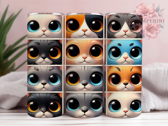 Whimsical 3D Kitty Tumbler, Funny Kitty Wrap, 20oz Tumbler Sublimation, Hilarious Cat Design, Playful Pet Sublimation, Whimsical Cat Tumbler, Cute Animal Wrap Sublimation Li Zamperini 