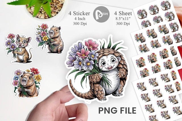 Whimsical Animal Bouquet Sticker Sublimation artnoy 