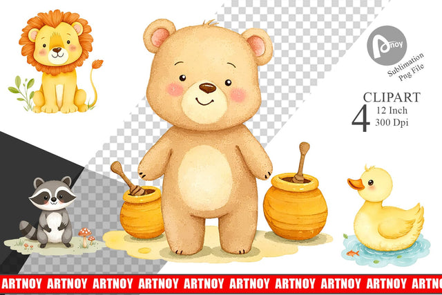 Whimsical Animal Parade Clipart Sublimation artnoy 