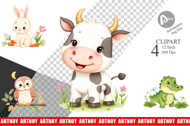 Whimsical Animal Parade Clipart Sublimation artnoy 