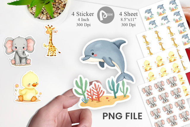 Whimsical Animal Parade Sticker Sublimation artnoy 