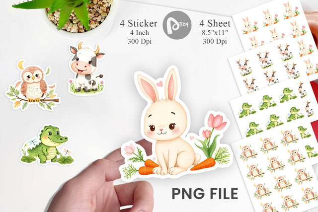 Whimsical Animal Parade Sticker Sublimation artnoy 