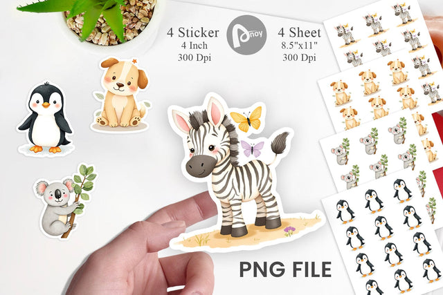 Whimsical Animal Parade Sticker Sublimation artnoy 