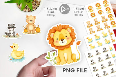 Whimsical Animal Parade Sticker Sublimation artnoy 