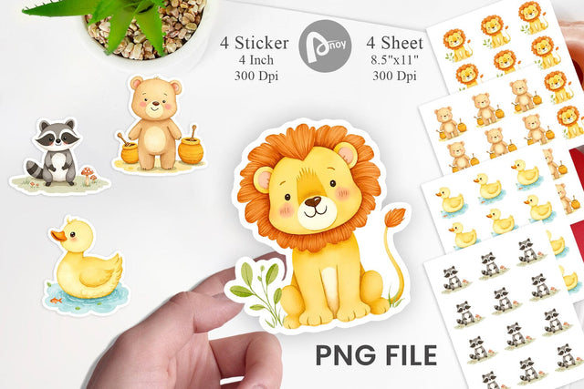 Whimsical Animal Parade Sticker Sublimation artnoy 