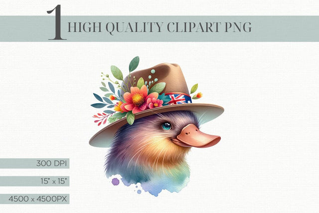 Whimsical Australian Platypus Watercolor Clipart PNG Image Sublimation BijouBay 