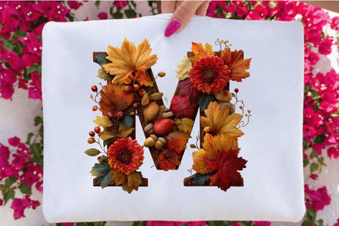 Whimsical Autumn Alphabet Letters Clipart Bundle. Sublimation SVGArt 