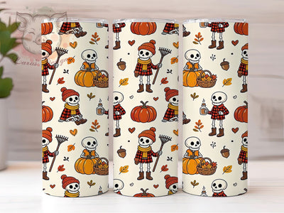 Whimsical Autumn Skeletons 20oz Tumbler, Autumn Skeletons, Whimsical Design, Rustic Fall, Spooky Cute, Halloween Theme, 20oz Wrap, Sublimation Tumbler Sublimation Lara' s Designs 