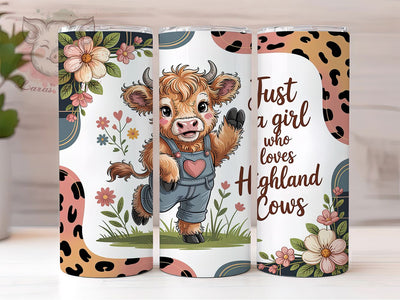 Whimsical Baby Highland Cow Girl Tumbler, Highland Cow Girl Tumbler, Rustic Cow Wrap, Whimsical Baby Cow Wrap, Country Farm Animal Wrap, Sublimation Design, Trendy Gift Idea Sublimation Lara' s Designs 