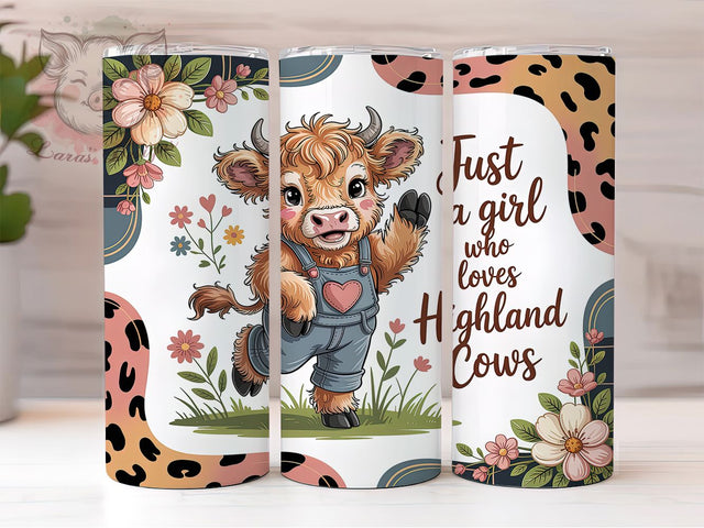 Whimsical Baby Highland Cow Girl Tumbler, Highland Cow Girl Tumbler, Rustic Cow Wrap, Whimsical Baby Cow Wrap, Country Farm Animal Wrap, Sublimation Design, Trendy Gift Idea Sublimation Lara' s Designs 