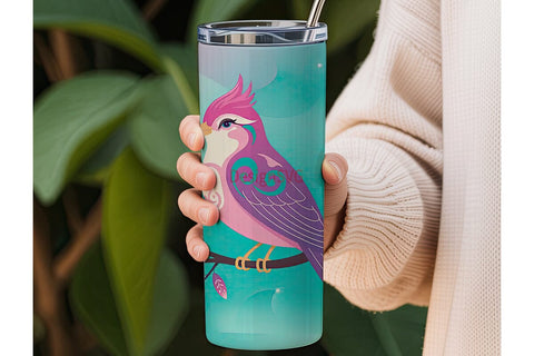 Whimsical Bird 20oz Tumbler Wrap Sublimation DesignSVG 