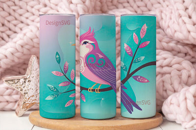 Whimsical Bird 20oz Tumbler Wrap Sublimation DesignSVG 