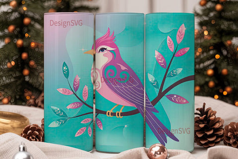 Whimsical Bird 20oz Tumbler Wrap Sublimation DesignSVG 