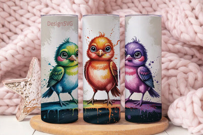 Whimsical Birds 20oz Tumbler Wrap Sublimation DesignSVG 