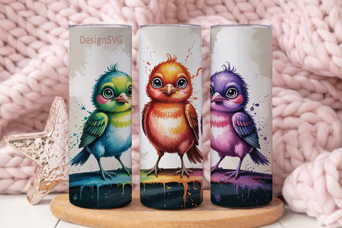 Whimsical Birds 20oz Tumbler Wrap Sublimation DesignSVG 