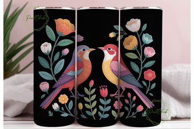 Whimsical Birds 20oz Tumbler Wrap Sublimation PixelChick 