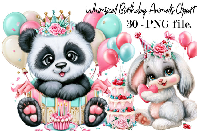 Whimsical Birthday Animals Clipart Sublimation SVGArt 