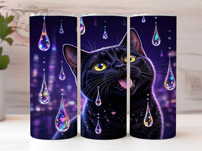 Whimsical Black Cat 20oz Tumbler, Black Cat Motif, Whimsical Style, Halloween Theme, Playful Charm, Mystical Design, 20oz Wrap, Sublimation Tumbler Sublimation Lara' s Designs 