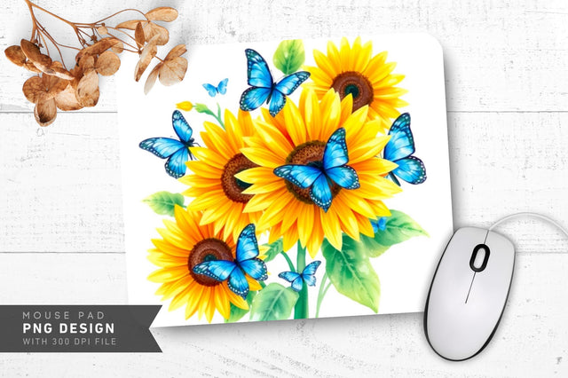 Whimsical Blue Butterfly Mousepad Sublimation Regulrcrative 