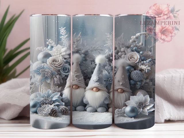 Whimsical Blue Christmas Gnome Tumbler, Whimsical Holiday Gnome, Winter Blue Gnome, Cute Christmas Gnomes, Festive Gnome Art, 20oz Tumbler, Sublimation Design Sublimation Li Zamperini 