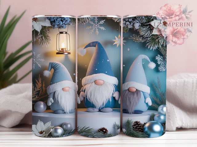 Whimsical Blue Christmas Gnome Tumbler, Whimsical Holiday Gnome, Winter Blue Gnome, Cute Christmas Gnomes, Festive Gnome Art, 20oz Tumbler, Sublimation Design Sublimation Li Zamperini 
