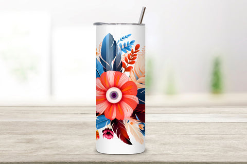 Whimsical Bohemian Bouquet Tumbler Wrap Sublimation FloridPrintables 