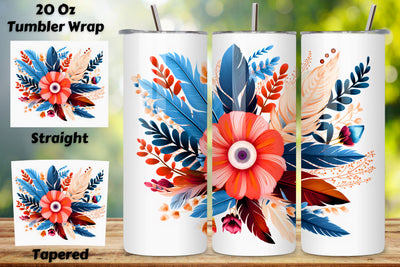 Whimsical Bohemian Bouquet Tumbler Wrap Sublimation FloridPrintables 