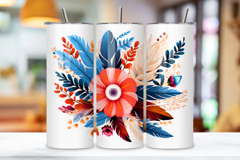 Whimsical Bohemian Bouquet Tumbler Wrap Sublimation FloridPrintables 