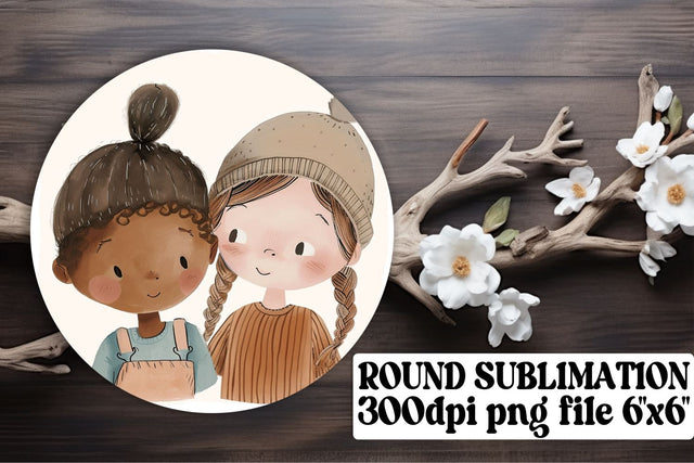 Whimsical Boho Youth Sublimation: Circular Coaster Charm Sublimation afrosvg 