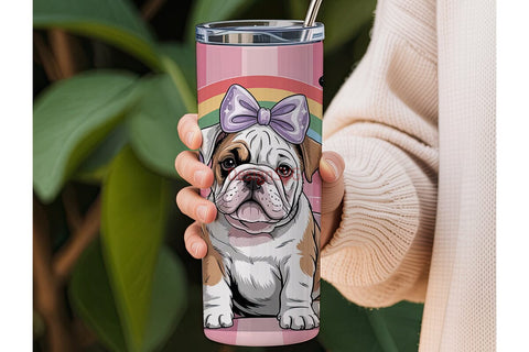 Whimsical Bulldog Puppy 20oz Tumbler Sublimation DesignSVG 