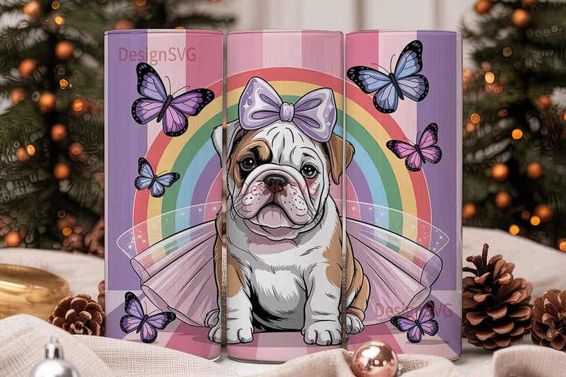 Whimsical Bulldog Puppy 20oz Tumbler Sublimation DesignSVG 
