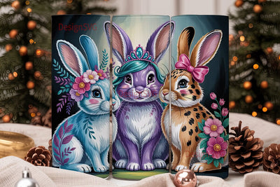 Whimsical Bunny Trio 20oz Tumbler Wrap Sublimation DesignSVG 