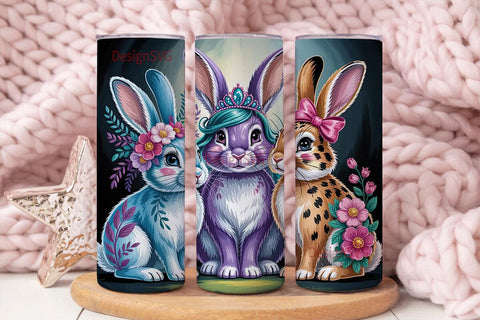 Whimsical Bunny Trio 20oz Tumbler Wrap Sublimation DesignSVG 