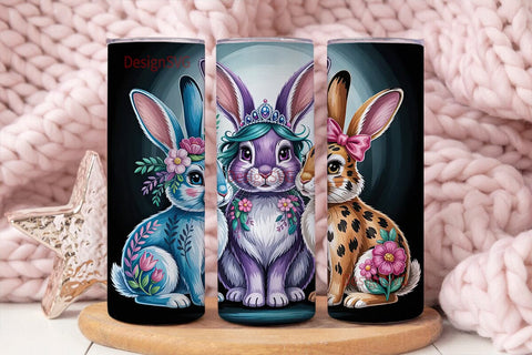 Whimsical Bunny Trio 20oz Tumbler Wrap Sublimation DesignSVG 