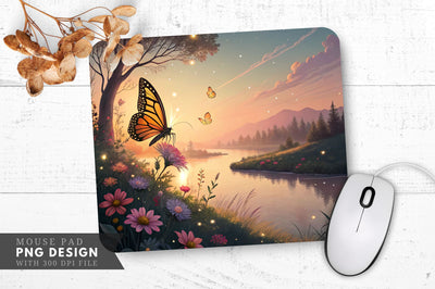 Whimsical Butterfly Dreams Mouse Pad PNG Design Sublimation Regulrcrative 