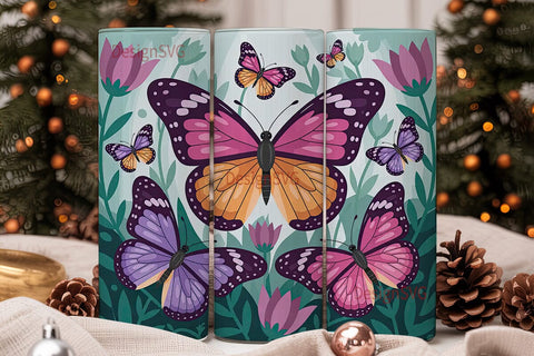 Whimsical Butterfly Garden 20oz Tumbler Sublimation DesignSVG 