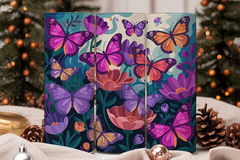 Whimsical Butterfly Garden 20oz Tumbler Sublimation DesignSVG 