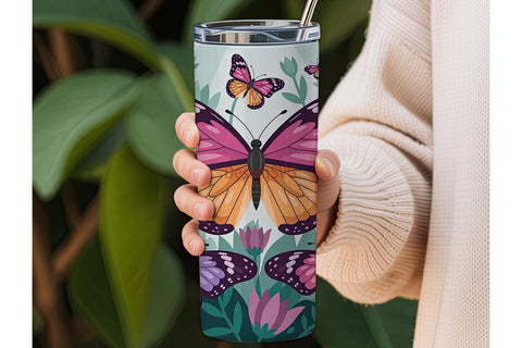 Whimsical Butterfly Garden 20oz Tumbler Sublimation DesignSVG 