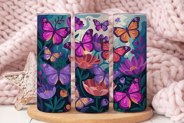 Whimsical Butterfly Garden 20oz Tumbler Sublimation DesignSVG 