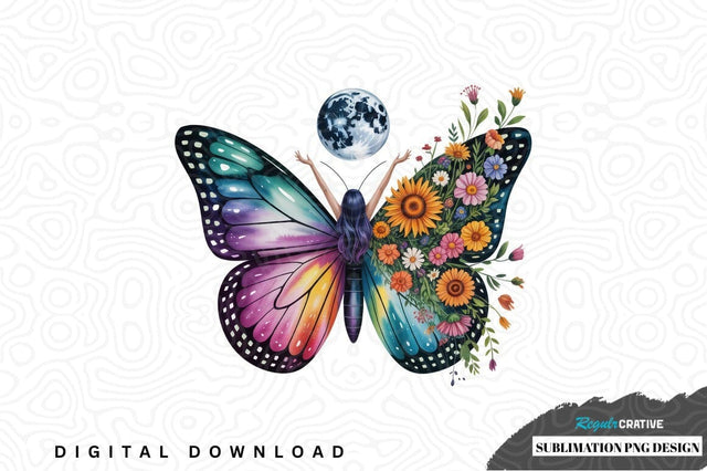 Whimsical butterfly girl sublimation png design Sublimation Regulrcrative 