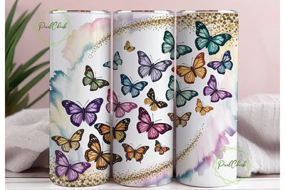Whimsical Butterfly Glitter 20oz Tumbler Sublimation PixelChick 